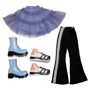 2003 Bratz Strut It First Edition Jade Tulle Blue Skirt Black Blue Combat Boots